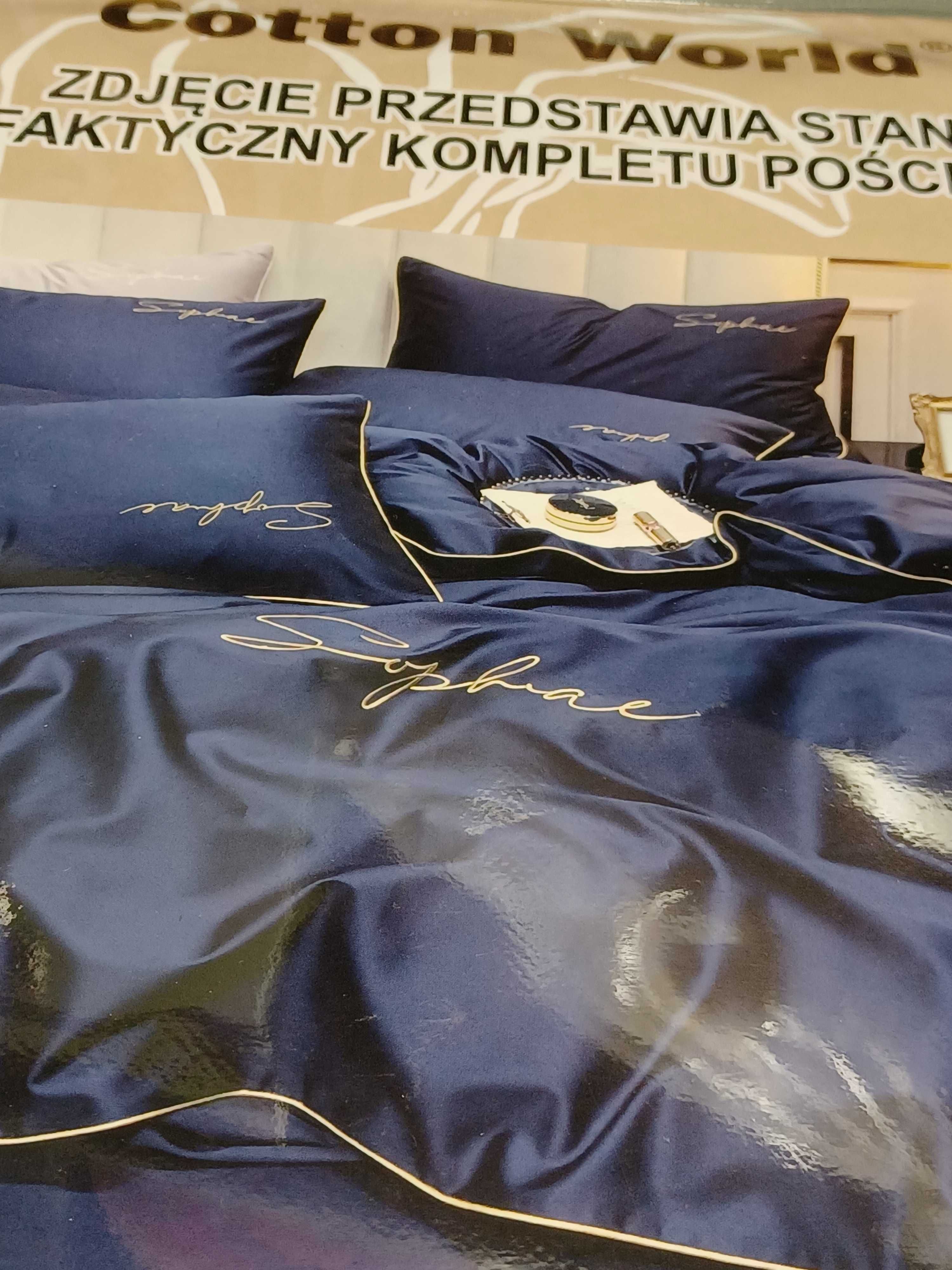 Ekskluzywna Pościel 160x200 Mikrofibra Nowoczesny Granat