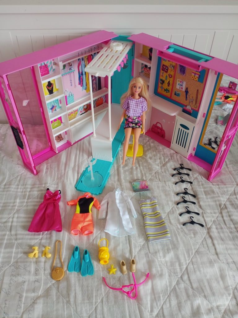 Duża szafa Barbie lalka akcesoria warta 320zł
