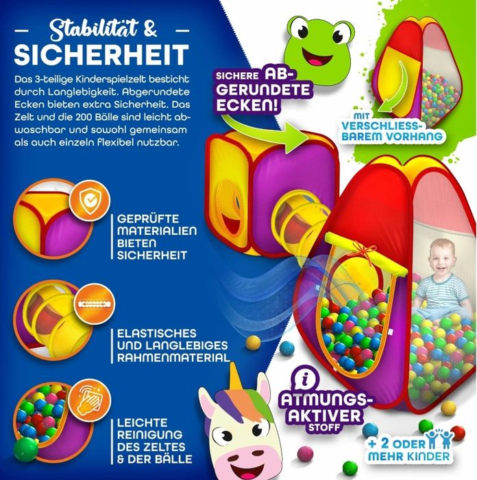 Namiot do zabawy  dla dzieci z piłeczkami 200 szt