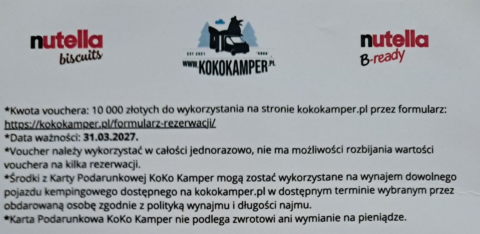 Bon Voucher 10 000 na podróż kamperem