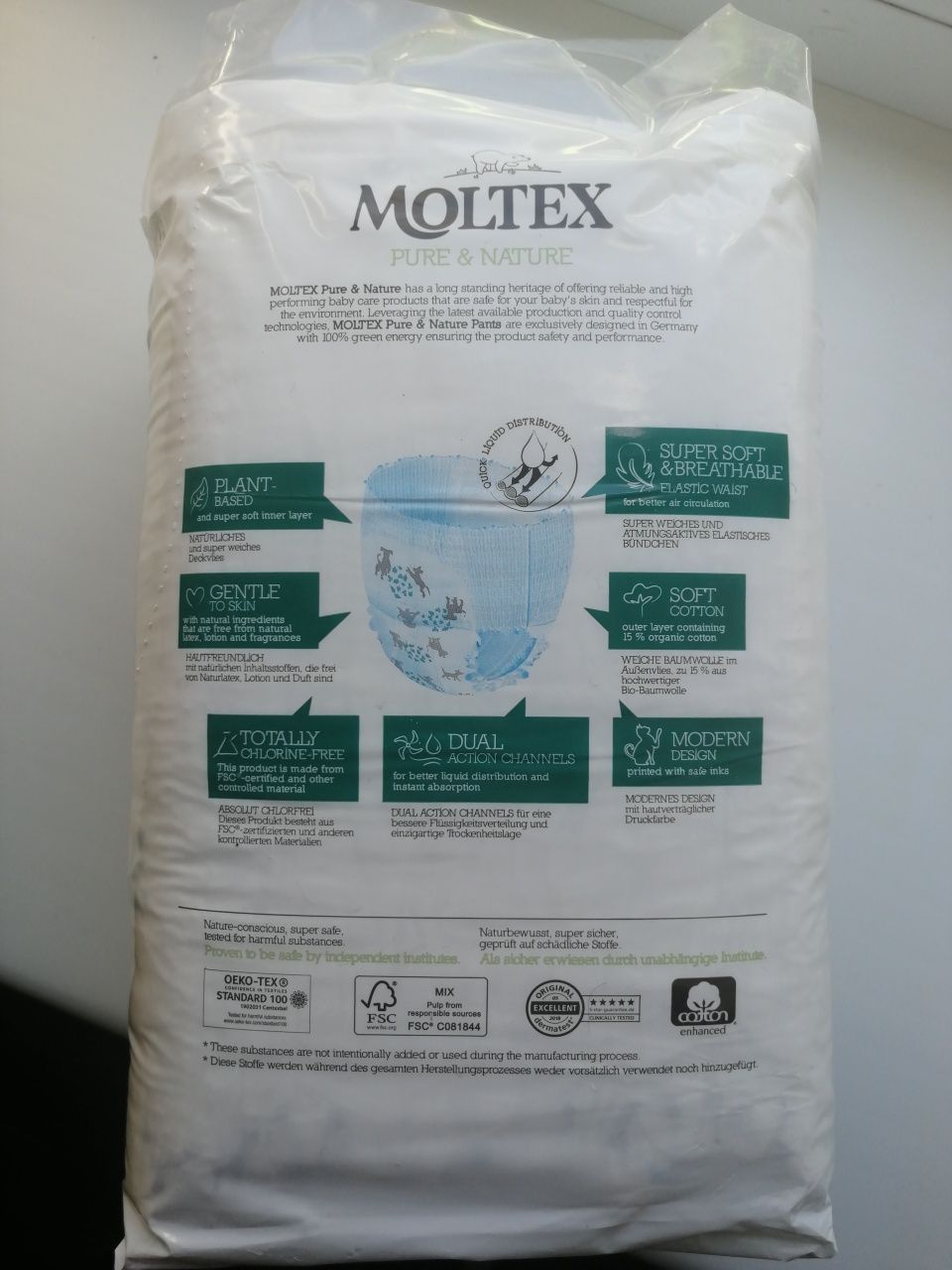 Підгузки Памперси - трусики Moltex Pure&Nature 5 Junior 9-14 kg 20×4