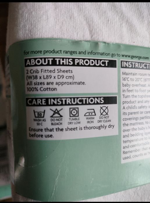 Jersey prześcieradła 2 szt jasno beżowe 28x75 George baby