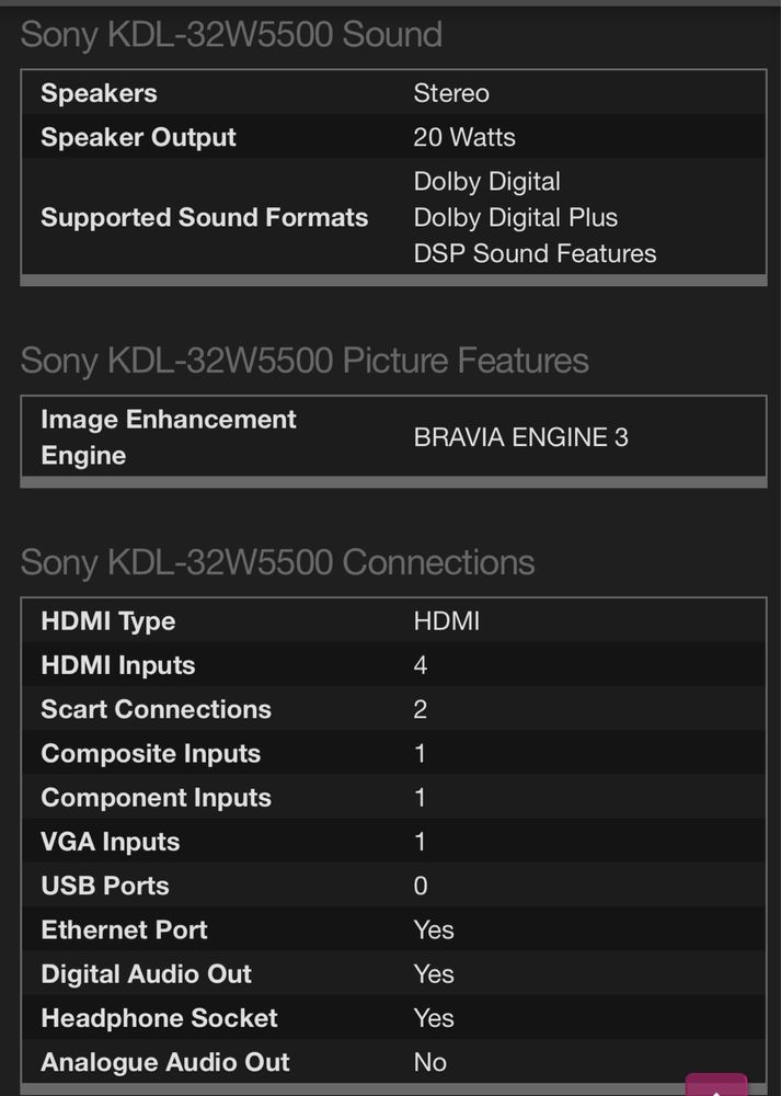 Sony KDL-32W5500