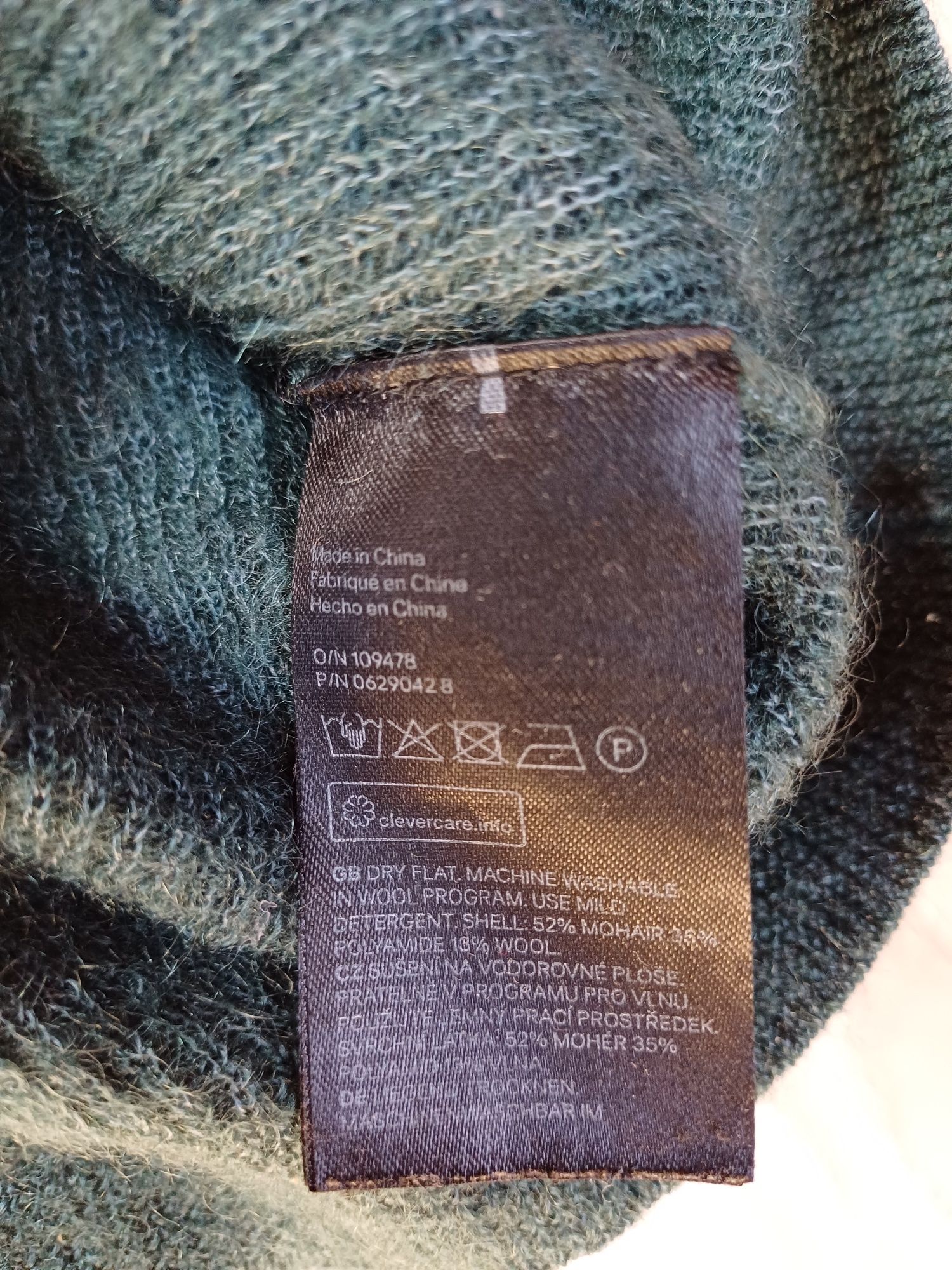 Sweter ciemnozielony z moherem i wełną