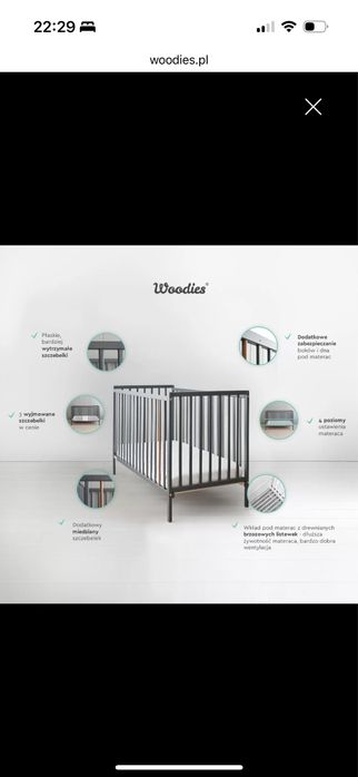Łóżeczko Woodies plus materac