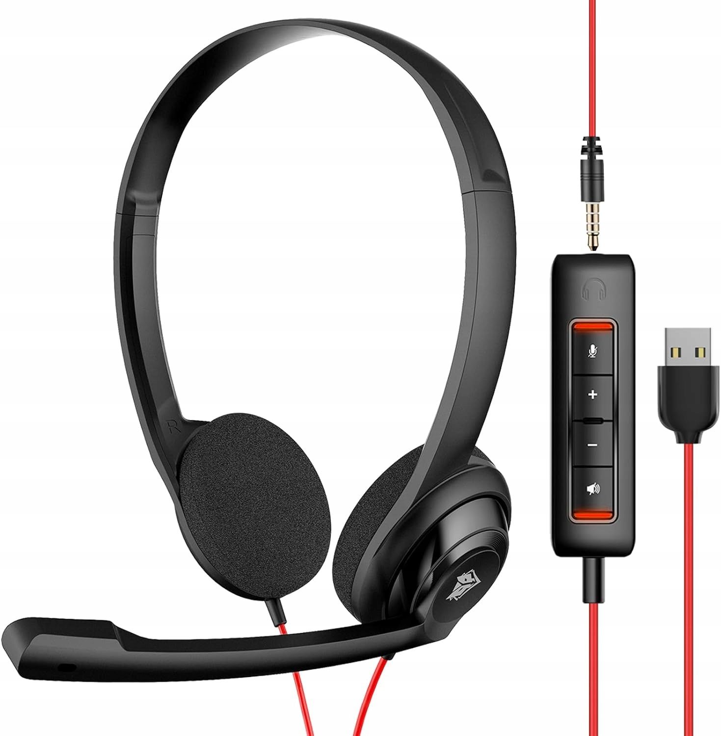 Komputerowy zestaw słuchawkowy, USB z mikrofonem, lekki przewodowy. Nu