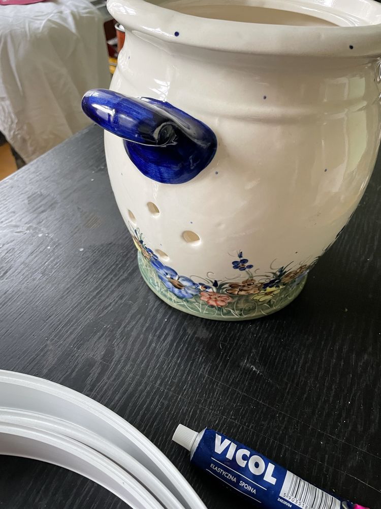 Duży ceramiczny pojemnik na czosnek 5 litrów