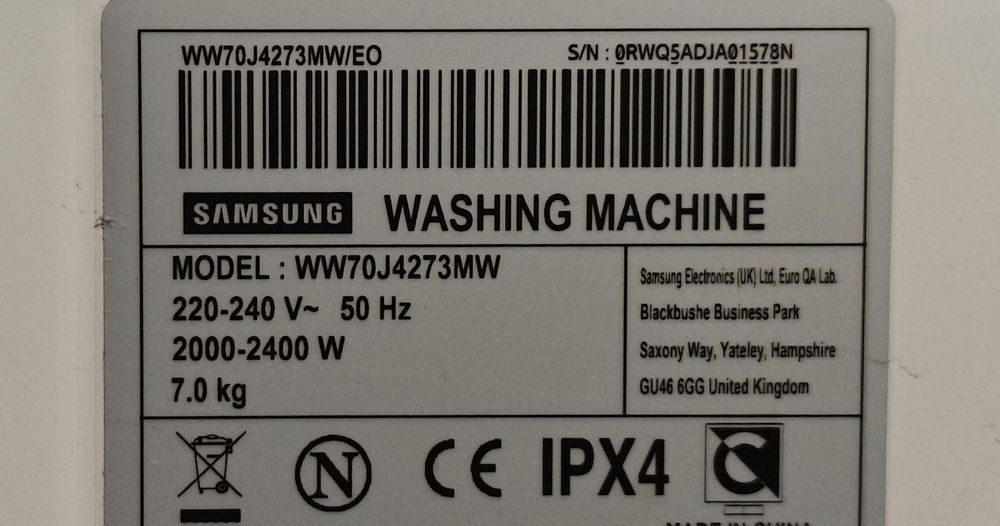 Ładna sześcioletnia Pralka Samsung 7kg - brak zasilania