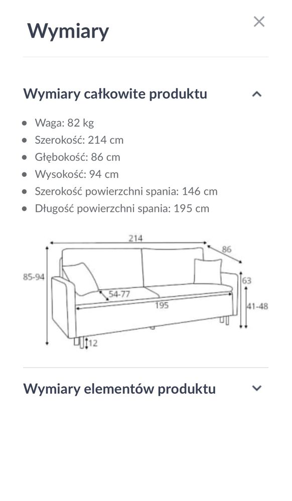 Kanapa sofa 3-osobowa GALA BRW stan idealny funkcja spania