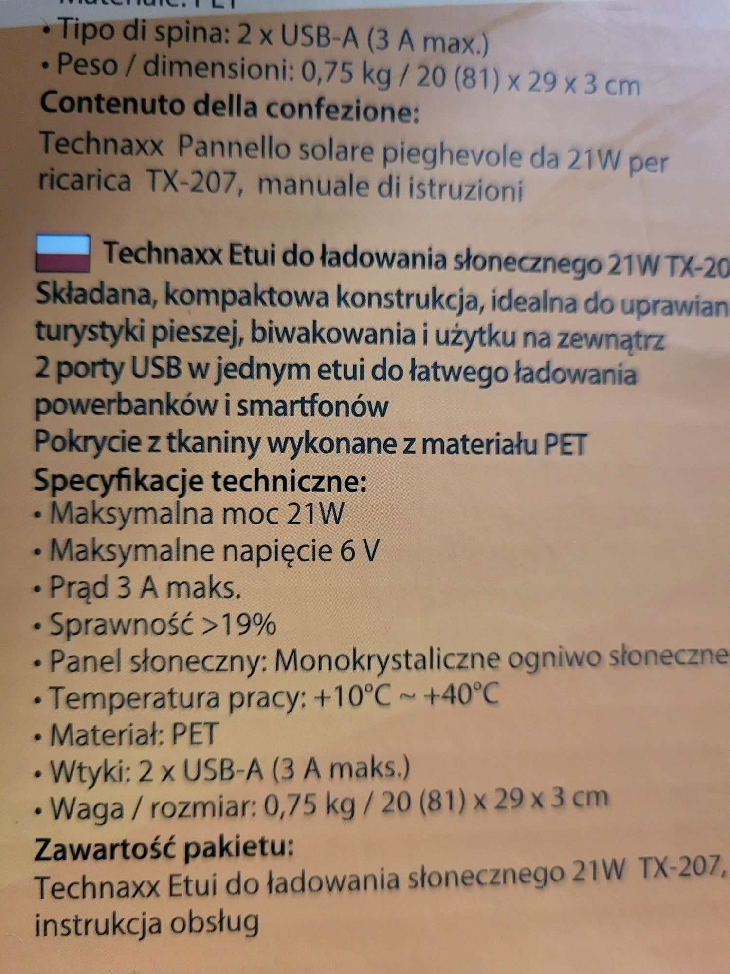 Solar na usb TX207