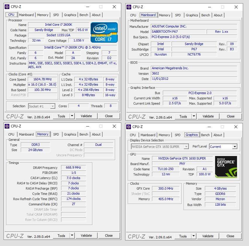 Комп'ютер Intel i7-2600k/RAM 24GB/1650 Super 4GB/SSD 1000GB/HDD 1000GB