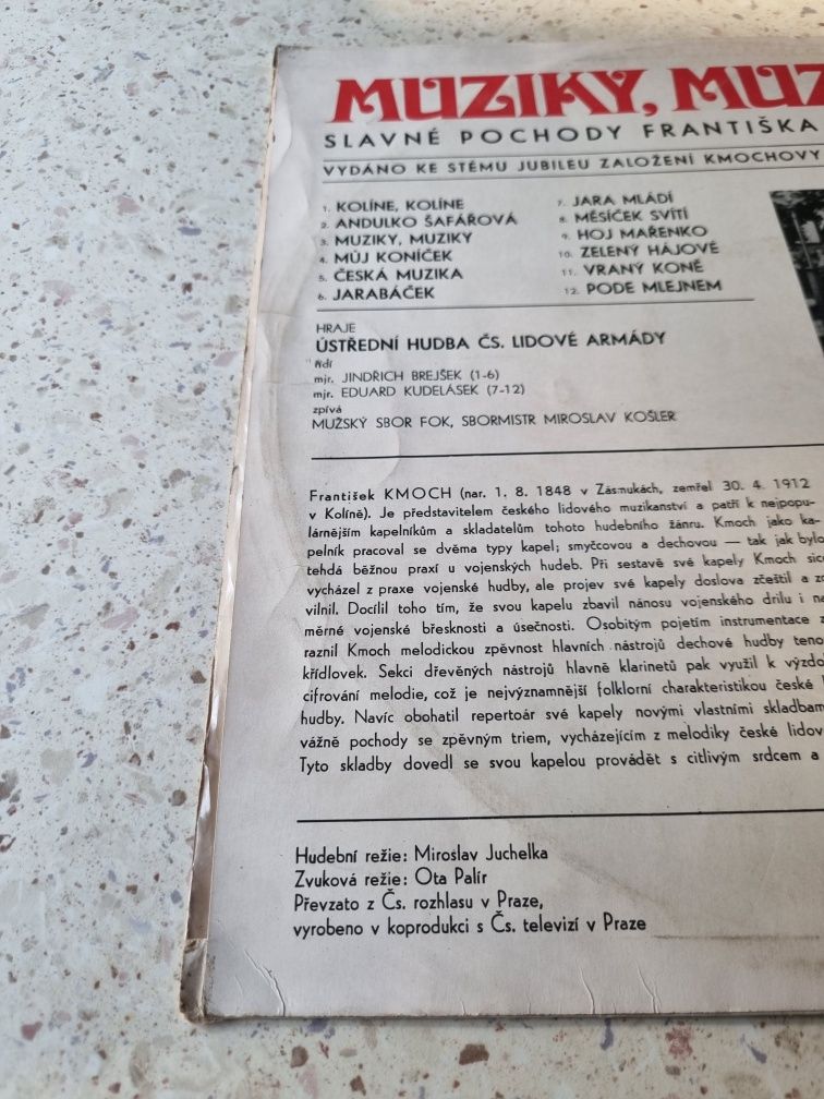 Płyta winylowa Muziky,Muzyka Slavné Pochody Františka Kmocha