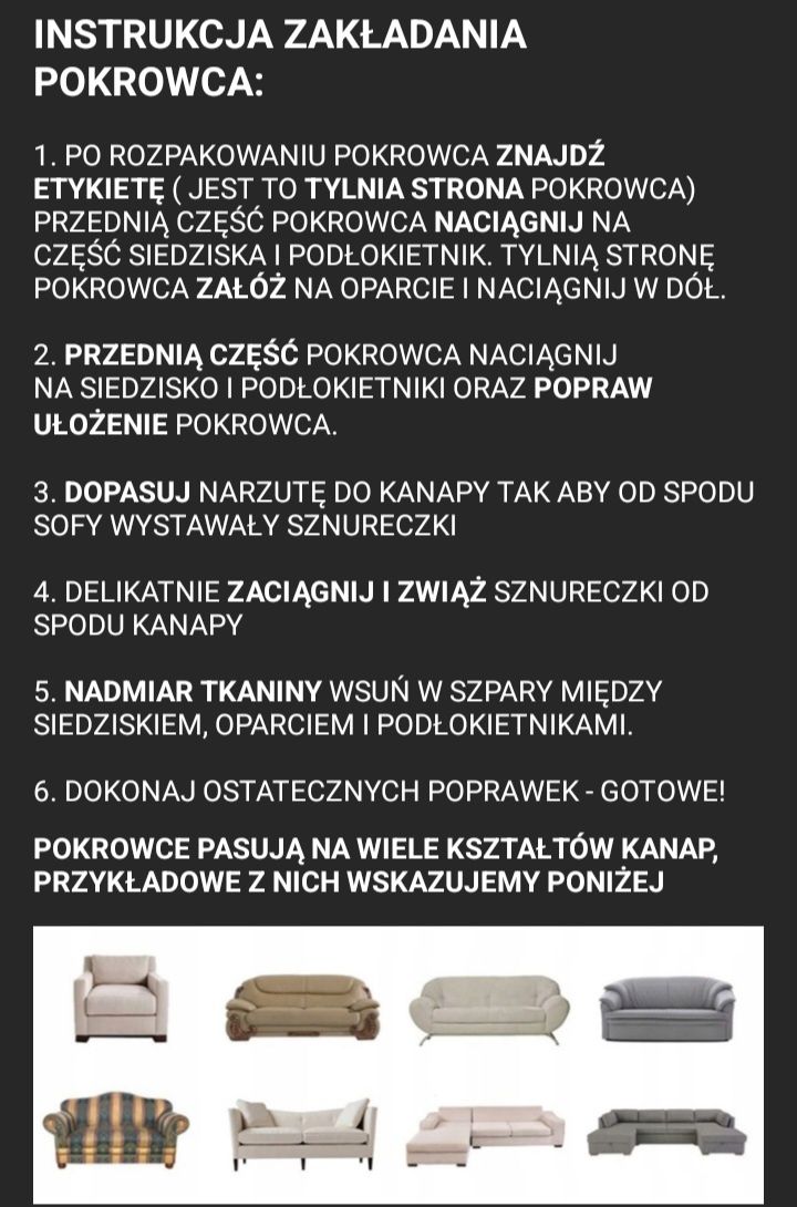 Uniwersalny pokrowiec narzuta poszycie na sofę kanapę fotel i jasiek