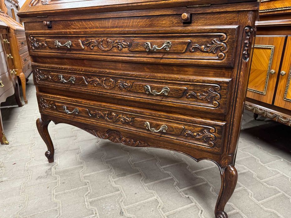 Sekretarzyk w stylu ludwikowskim komoda drewniana sekretarzyk dębowy