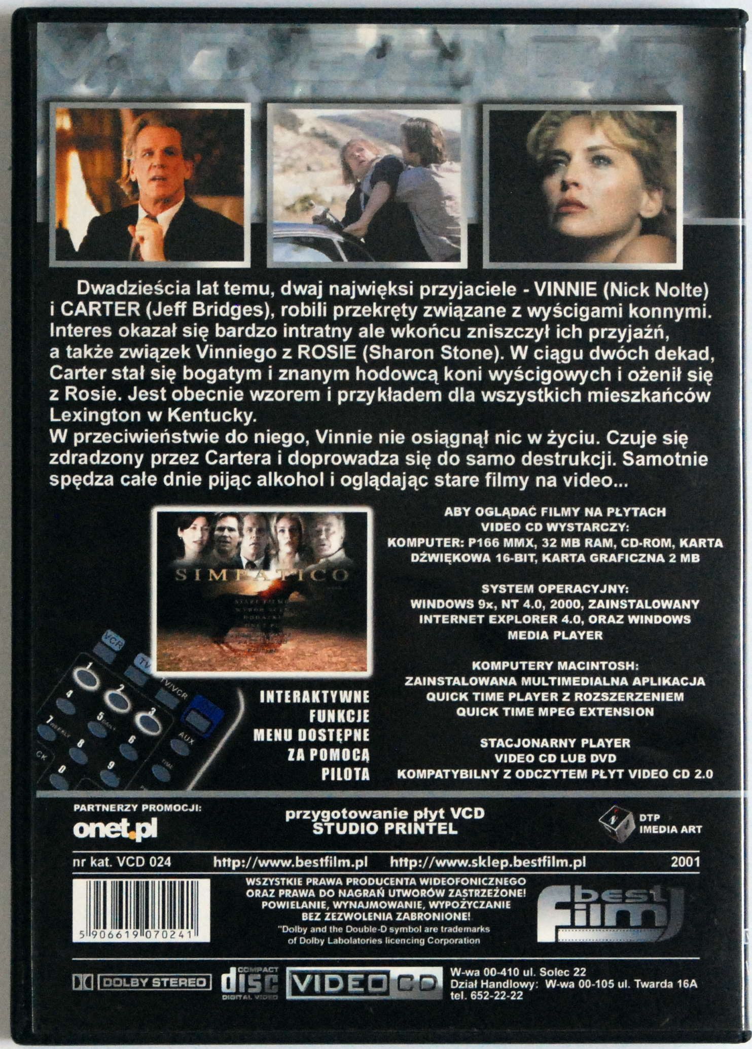 Simpatico (Sharon Stone) 2xVCD s.BDB