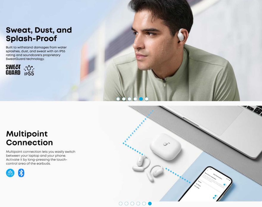 Навушники Anker Soundcore AeroFit 2 Hi-Res Audio LDAC White/Black