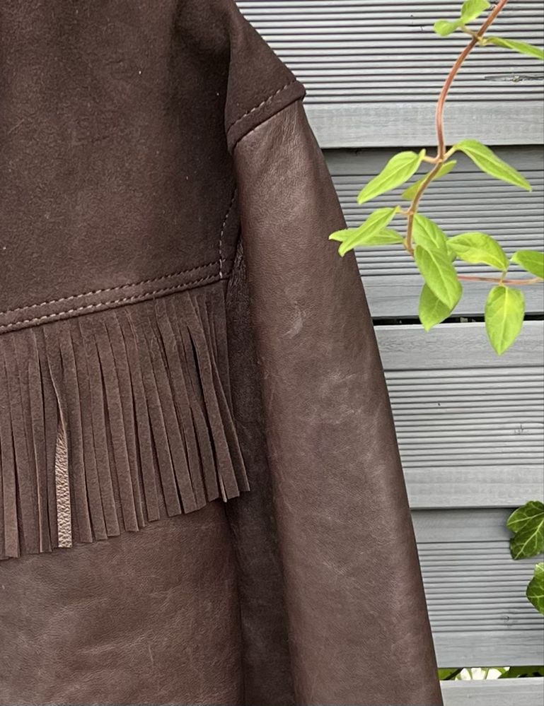 ZARA kurtka skórzana XL frędzle