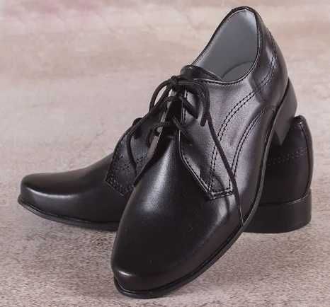 Komunia NOWE Buty wizytowe, r.33, mięciutka eko-skórka, Czarne Lico