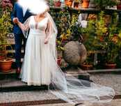 Suknia ślubna plus size rozmiar 40, 42, 44, 46 ivory kość słoniowa