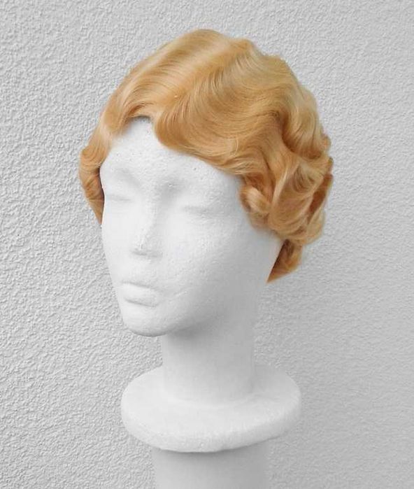 Blond żółta falowana krótka peruka sufrażystka lata 20ste wig cosplay