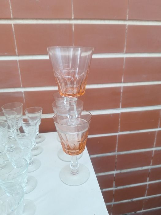 Conjunto completo 36 copos de cristal vindos de Moçambique