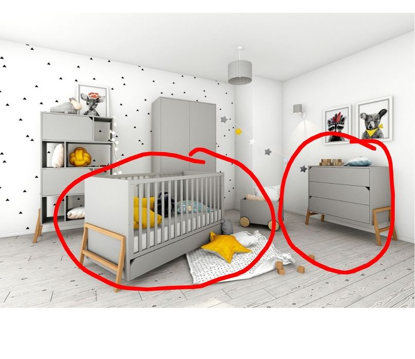 Łóżeczko-tapczan i komoda