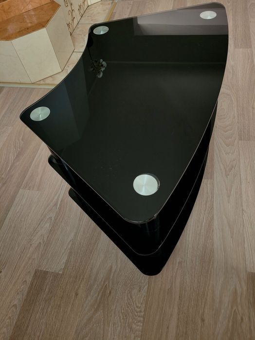 Stolik szklany czarny pod telewizor RTV TV Bobolic