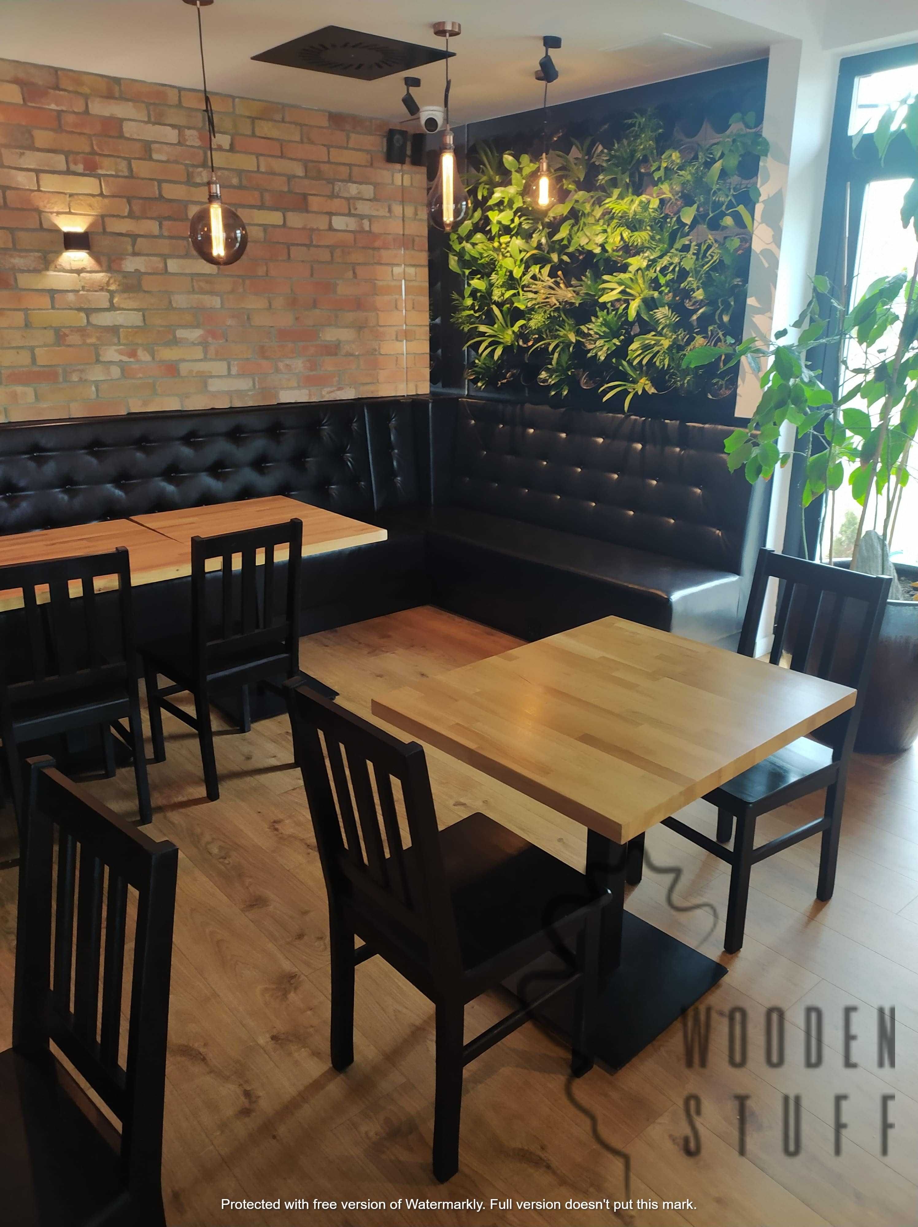 Dębowy stół do restauracji na jednej nodze stolik postument 60x60x3