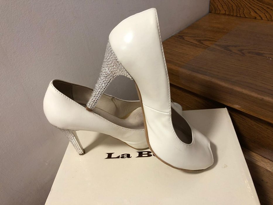 Buty ślubne la boda roz 36 kolor Ivory szpilki z cyrkoniami