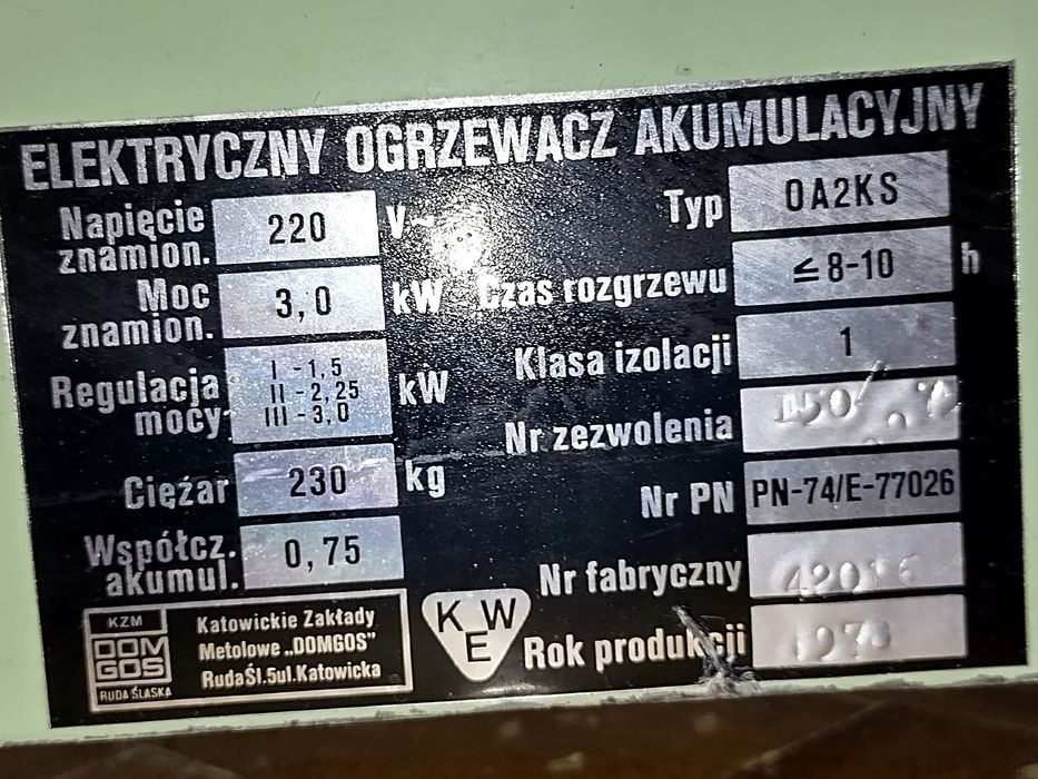 Piec szamotowy akumulacyjny