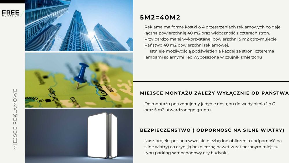 Kostka reklamowa tablica reklamowa CUBE 40 m2