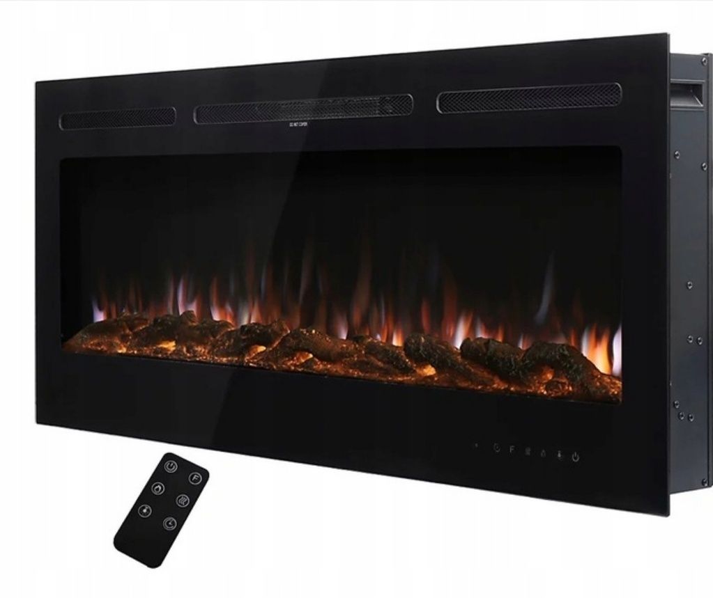 Kominek ścienny z funkcją grzewczą WarmieHomy czarny 1800 W 91,5x55x15