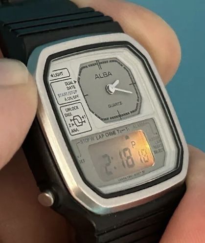 ALBA SEIKO Y651-512A ANA-DIGI VINTAGE zegarek cyfrowy lcd - lata 80