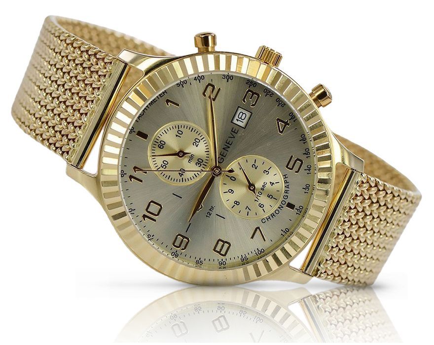 Złoty zegarek 14k 585 z bransoletą męski Geneve mw007y&mbw014y Gdańsk