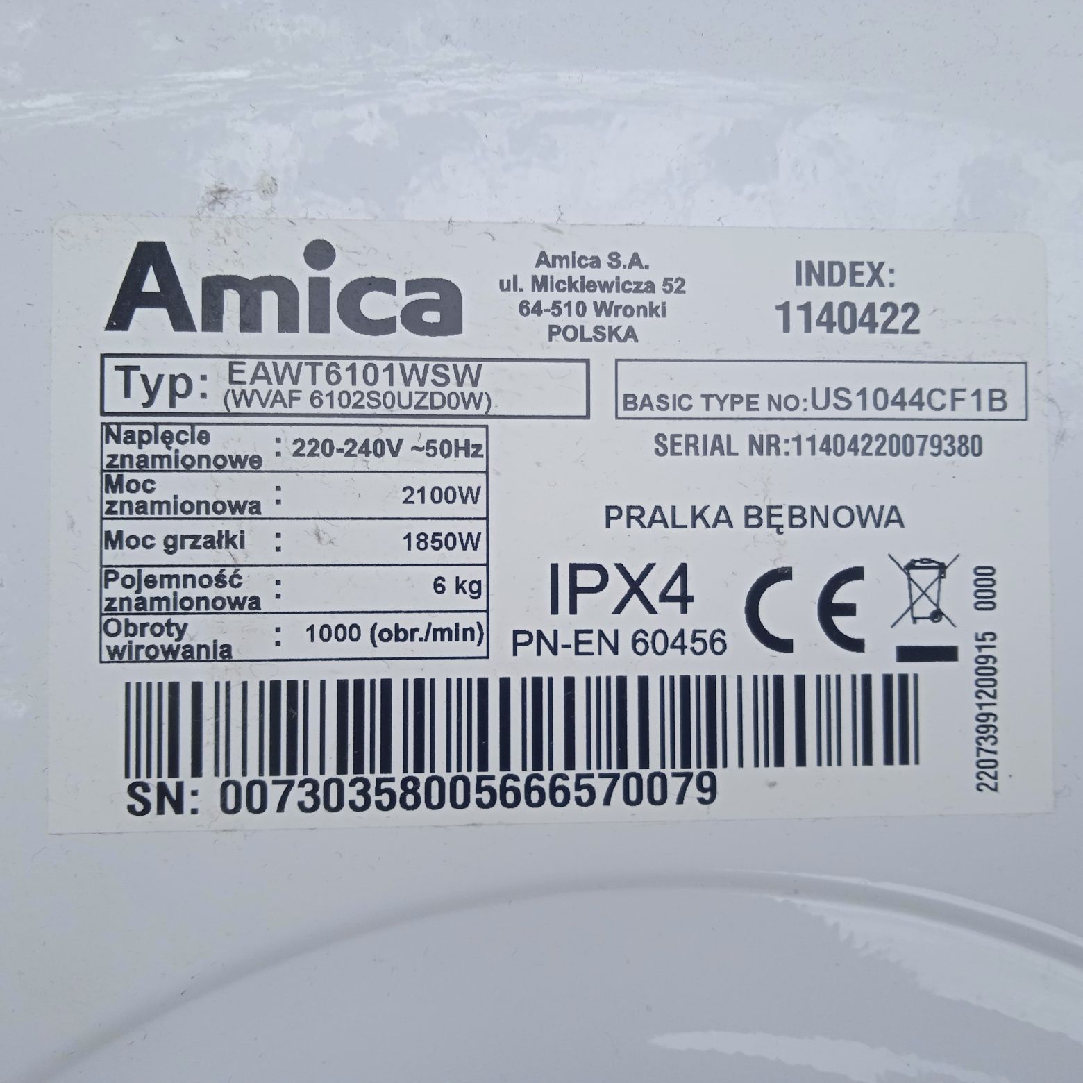 Silnik pralki Amica EAWT6101WSW