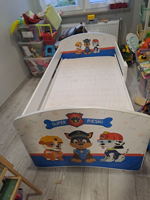 Łóżko 160x80 szuflada + materac + grafika LUKI