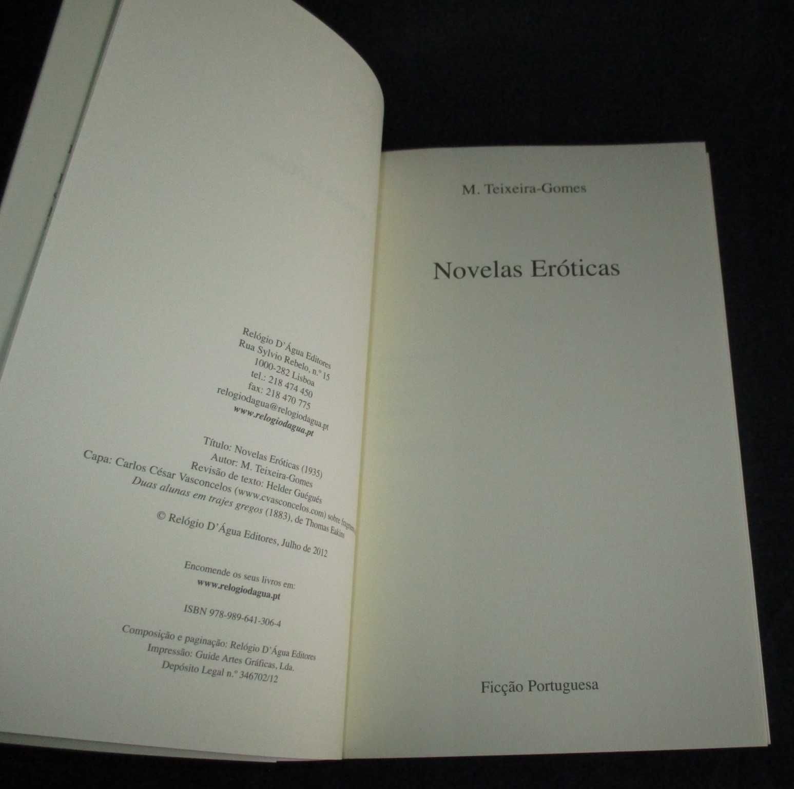 Livro Novelas Eróticas Manuel Teixeira-Gomes