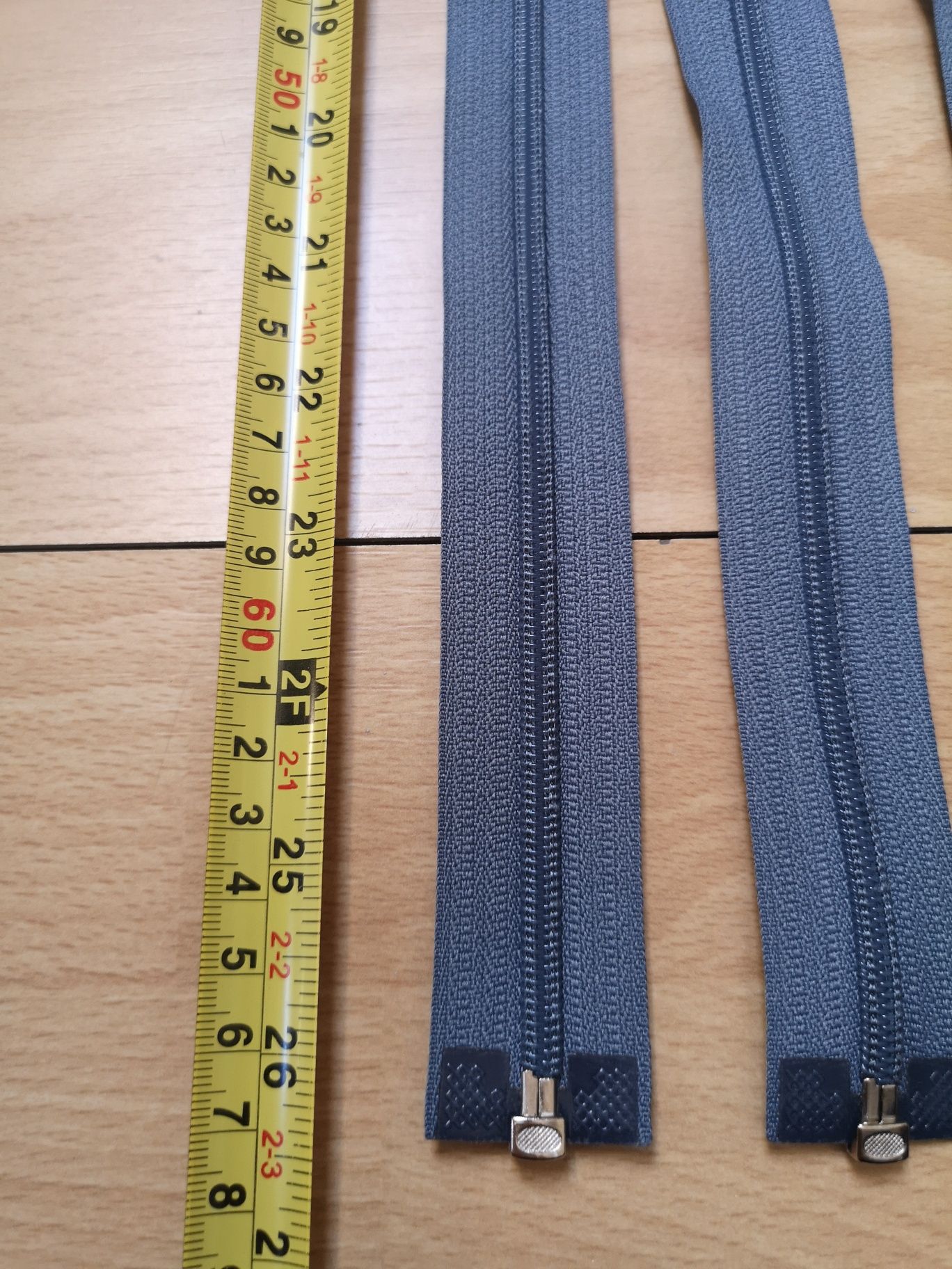 3 x Zamek długi 65 cm jeansowy błyskawiczny denim niebieski