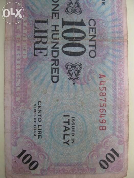 100 Lire - Allied Military Currency - Nota de colecção - 1943 - 2ª Gra