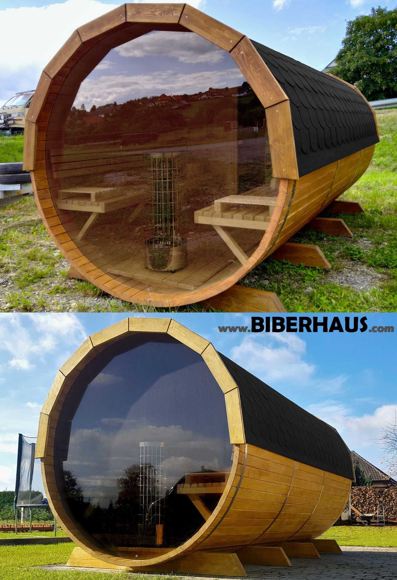 SAUNA Ogrodowa 400 cm + OKNO 100% + GRATIS Beczka 500L + Akcesoria