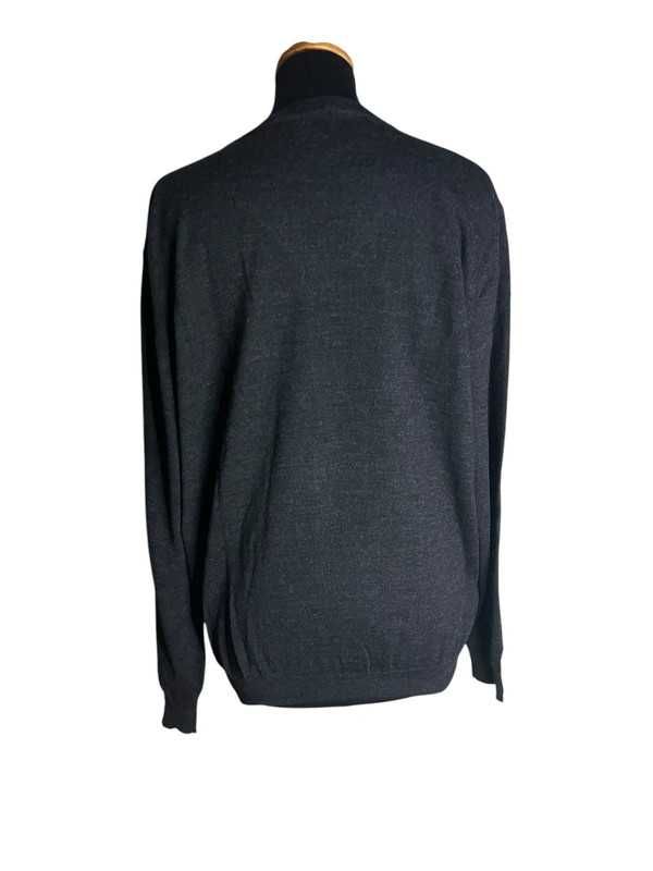 Elegancki męski sweter w serek Walbusch XL wełna merino premium.