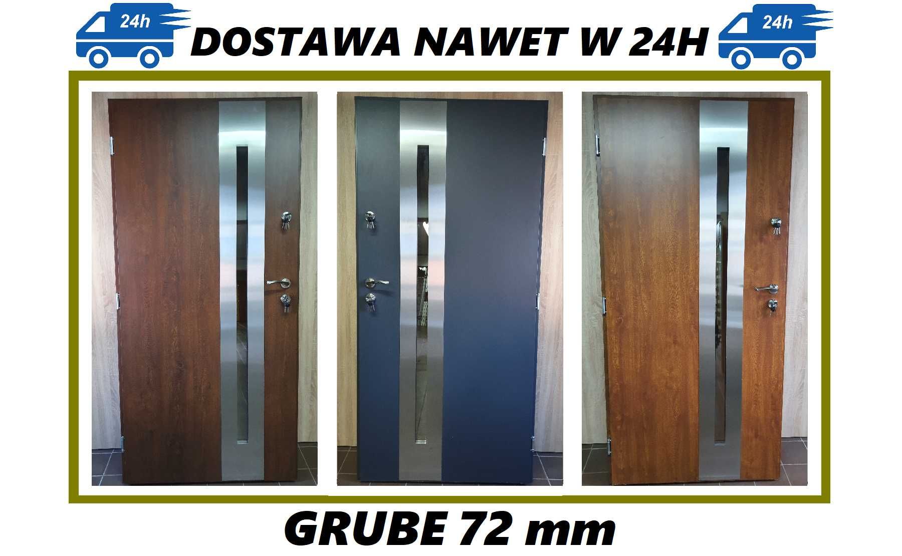 Drzwi zewnętrzne 80, 90 GRUBE 72mm model "RON" SZYBKA DOSTAWA