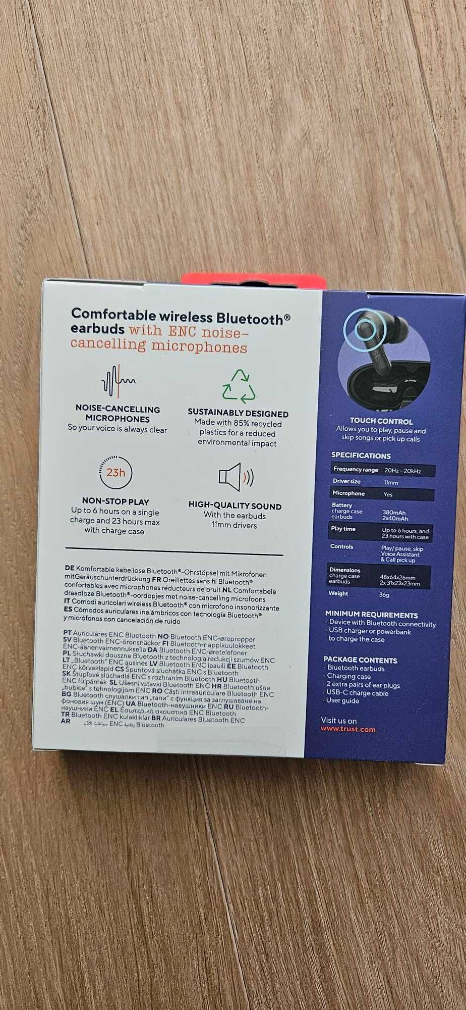 TRUST YAVI słuchawki bezprzew. Dokanałowe czarne NOWE