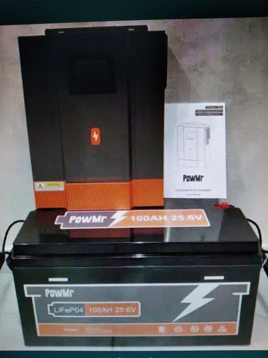 Комплект Гібридний інвертор PowMr 3.2kw 24v + LiFePo4 АКБ 25.6V 100Ah