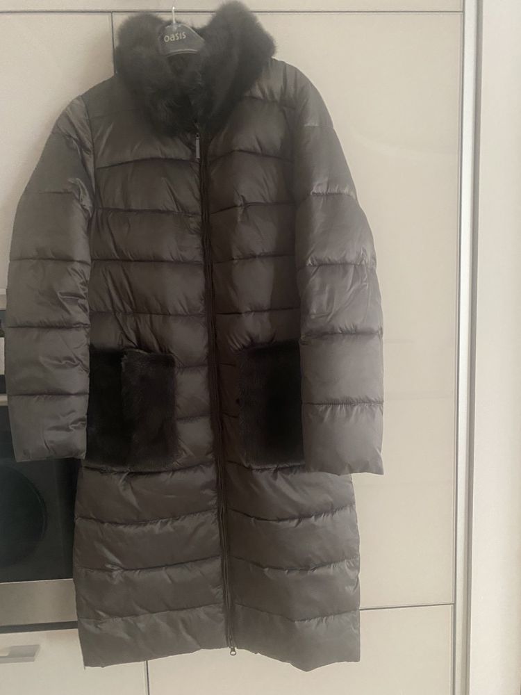 Пуховик RECEIVEL зимовий із карманами з натуральної норки з паском