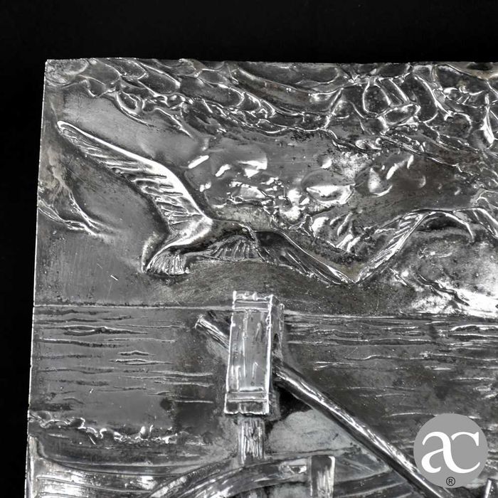 Placa / quadro em relevo, prata laminada italiana 925