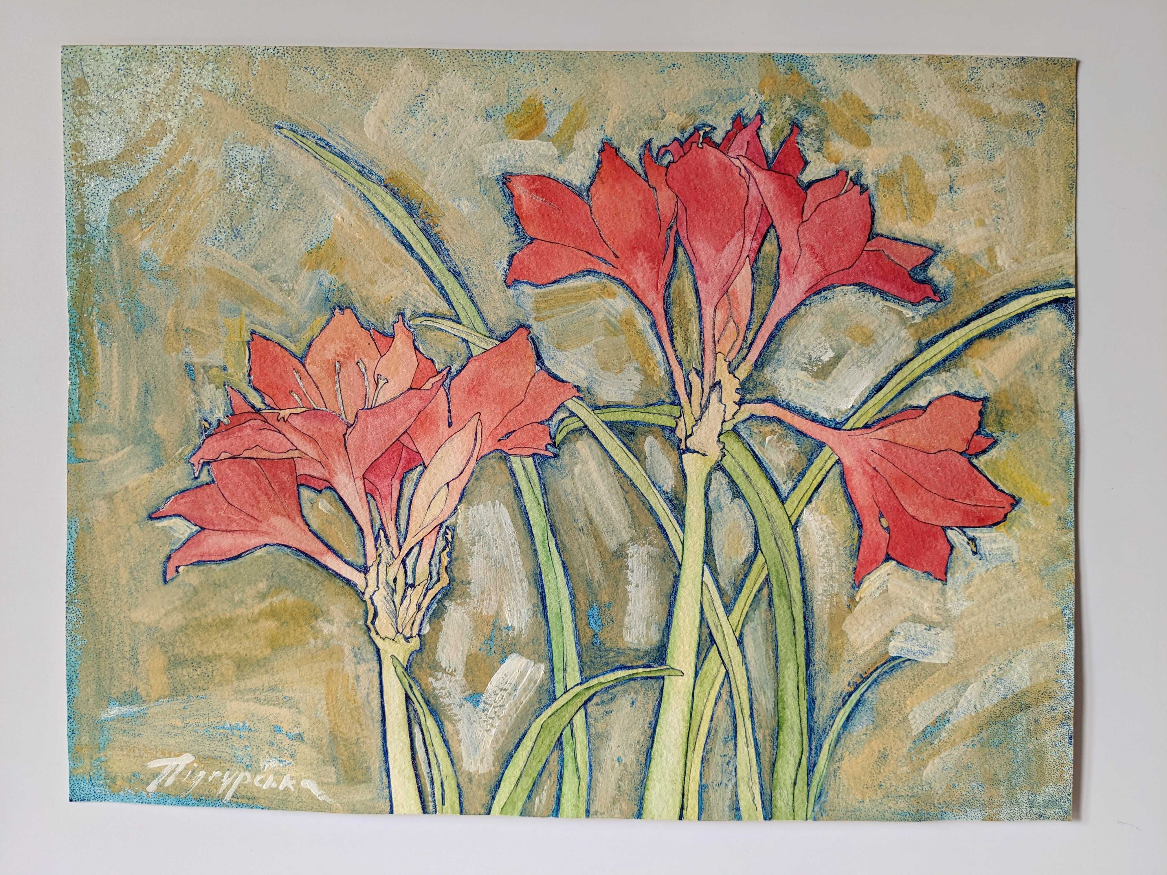 Ботанікал арт, Hippeastrum, 30*40 акварель, папір, картина