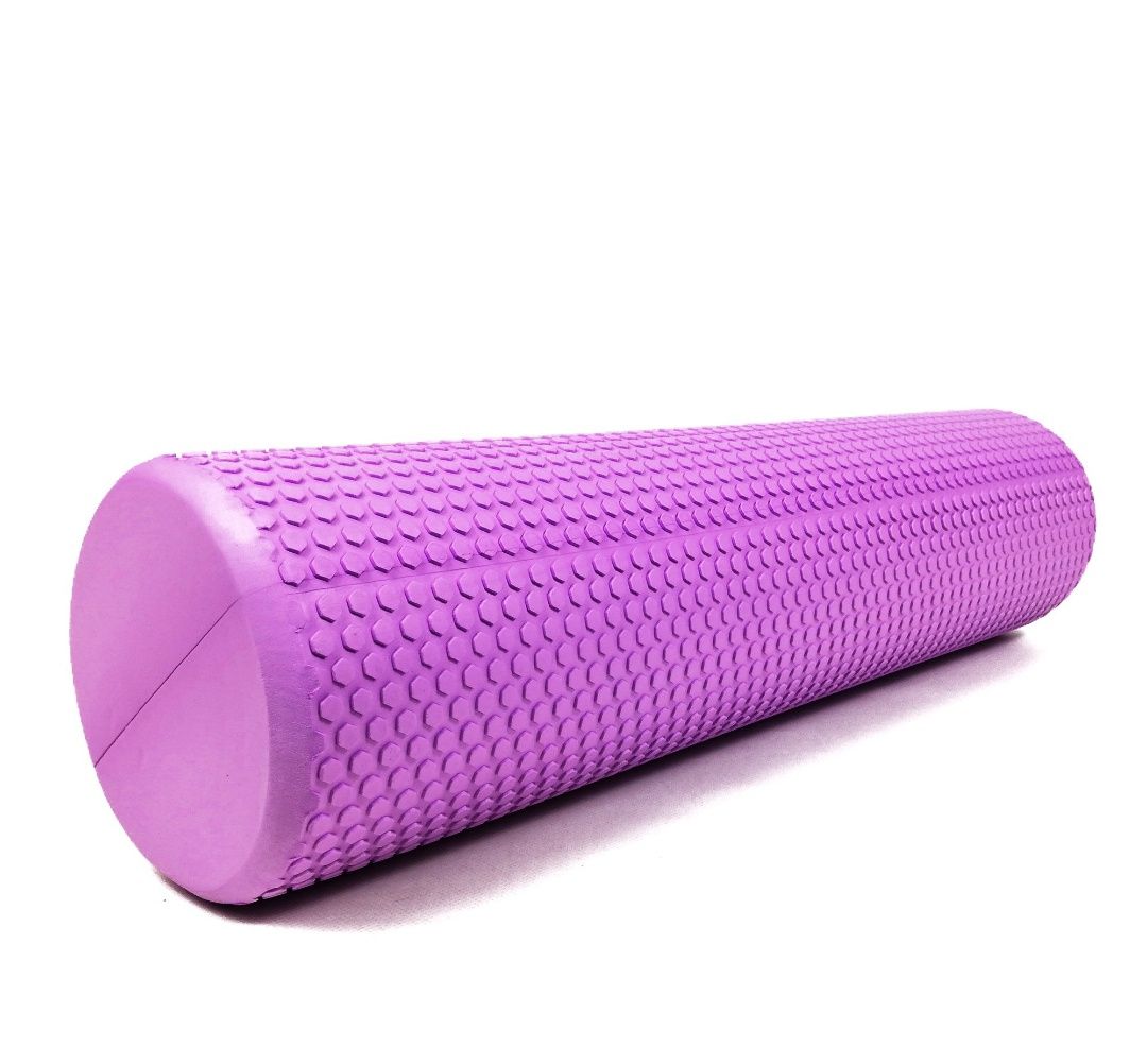 Масажний ролик EasyFit Foam Roller 60 см бузковий (легкий та м'який )