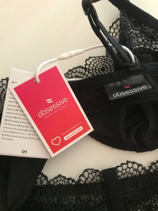 Sharlotte set obsessive чорний комплект білизни з високими трусами