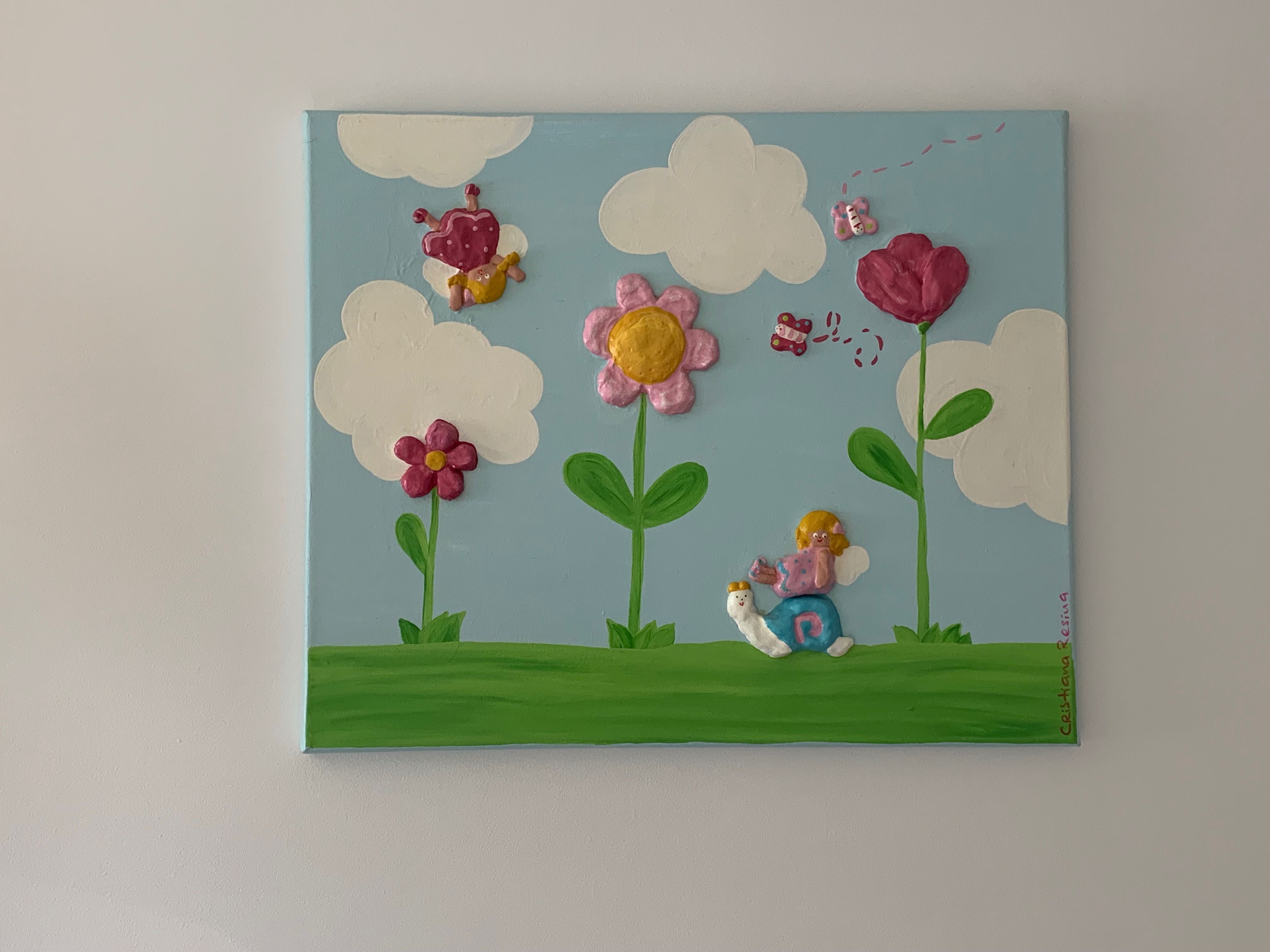 Quadro e candeeiros para quarto de bebé/criança